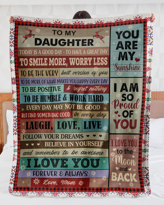 Personalized Christmas Fleece Blanket To My Daughter From Mom I Love You Forever And Always Cute Xmas Decorated Blanket
