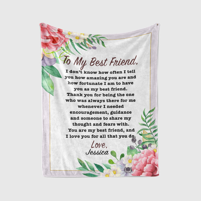 Personalized To My Bestie Sister Blanket From Bff Friend Flower Whenever I Need Encouragement Custom Name Birthday Gifts