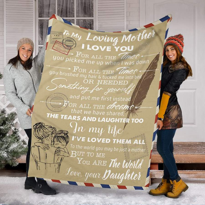 Personalized Vintage Letter Blanket To My Loving Mother Quills Love Airmail Blankets Custom Name