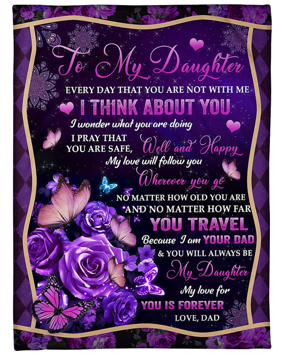 Personalized Blanket To My Daughter From Dad Butterfly & Flower Mandala Style Star Night Background Custom Name