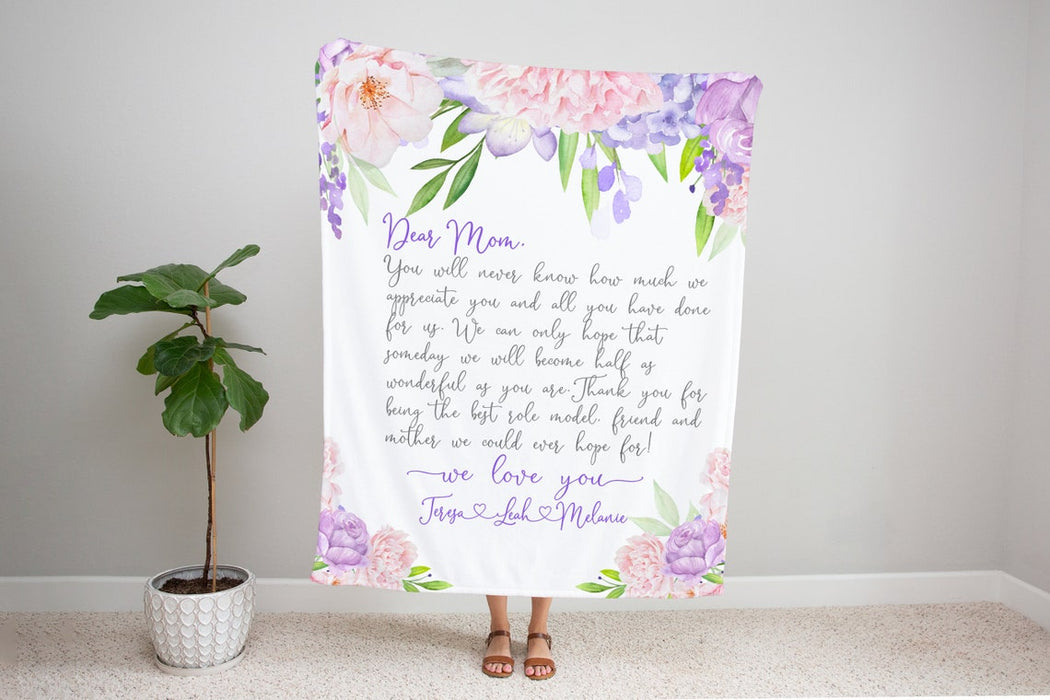 Personalized Love Letter Blanket For Mom You Will Never Know Colorful Flower Printed Custom Kids Name