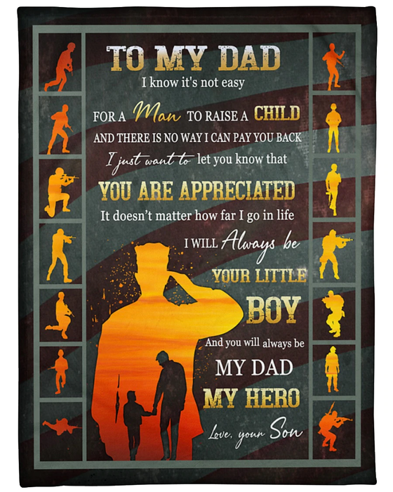 Personalized To My Daddy Blanket From Son Soldier Son Always Be Your Little Boy Custom Name Gifts For Christmas