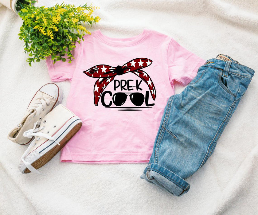 Personalized T-Shirt For Girl Pre-K Cool Cute Headband With Glasses Printed Back To School Outfit Custom Grade Level