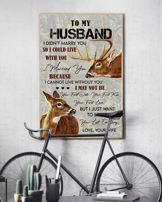 Personalized To My Husband Canvas Wall Art Gifts From Wife Vintage Deer Couple Hunting Lovers Custom Name Poster Prints