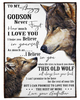 Personalized To My Godson Blanket From Godparents This Old Wolf Always Have Your Back Custom Name Gifts For Christmas
