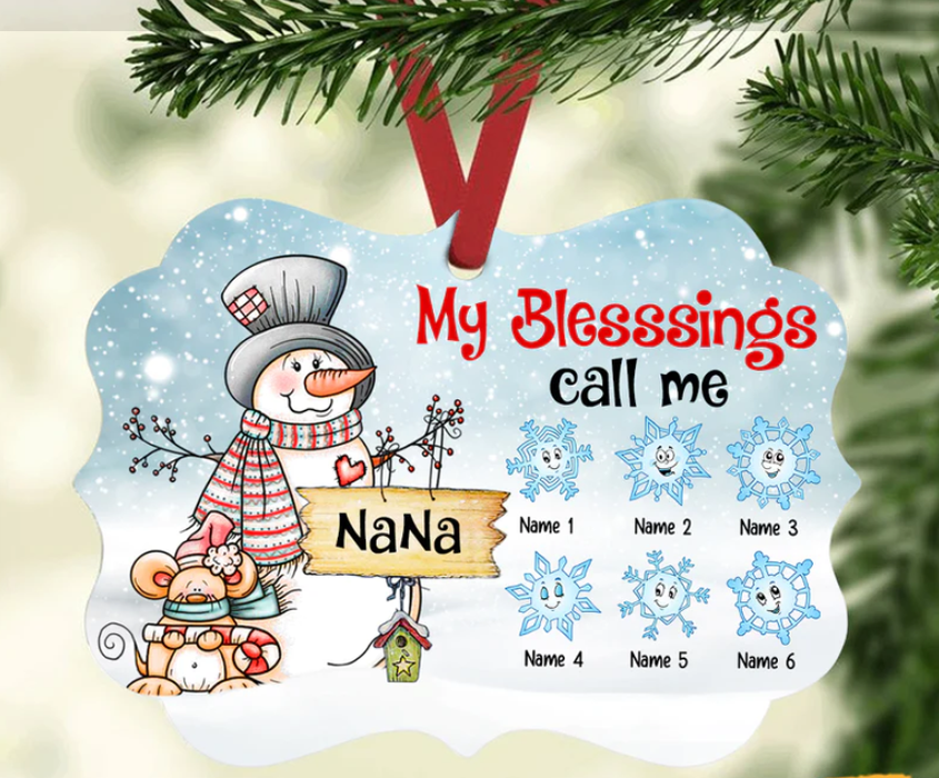 Personalized Ornament For Grandmother From Grandchild My Blessing Call Me Nana Snowman Custom Name Gifts For Christmas
