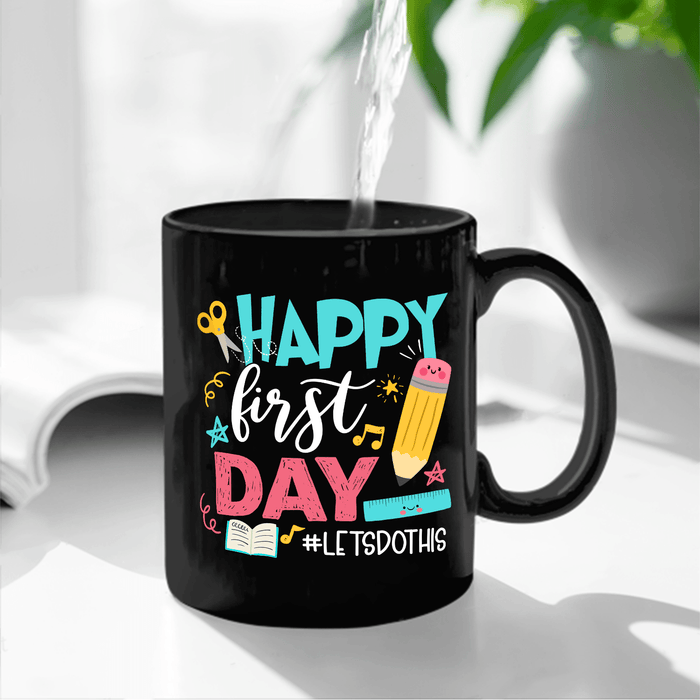 Personalized Coffee Mug Gifts For Kids Happy First Day Lets Do This Custom Hashtag Ceramic Black Cup For Back To School