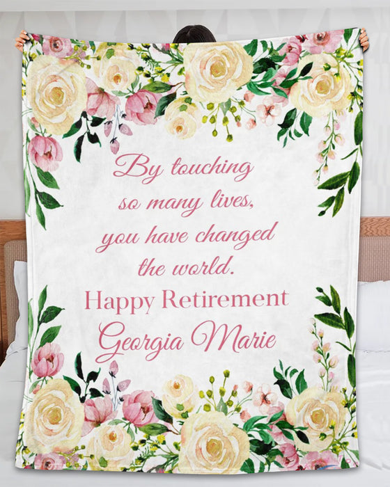 Personalized Retirement Blanket For Nurse Doctor Floral You've Changed The World Custom Name Retired Gifts For Women