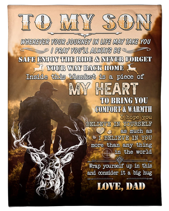 Personalized To My Son Blanket From Daddy Custom Name Hunting Deer Bring You Comfort & Warmth Gifts For Christmas Xmas