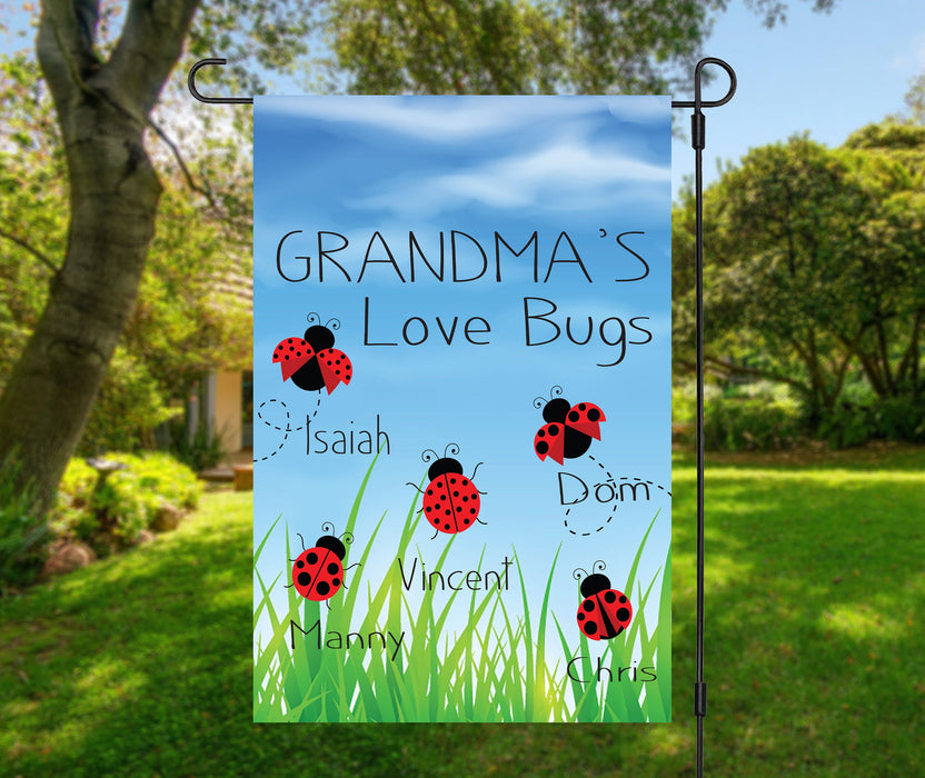 Personalized Garden Flag For Nana Grandma's Love Bugs Baby Insect Custom Grandkids Name Welcome Flag Christmas Gifts