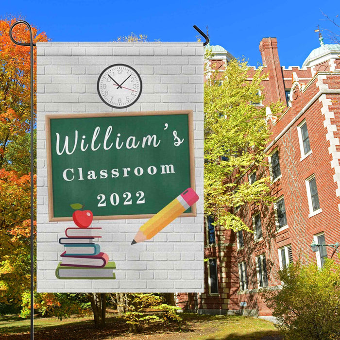 Personalized Back To School Flag Gifts For Teacher Board Apple Classroom 2022 Custom Name Door Entry Sign Flag