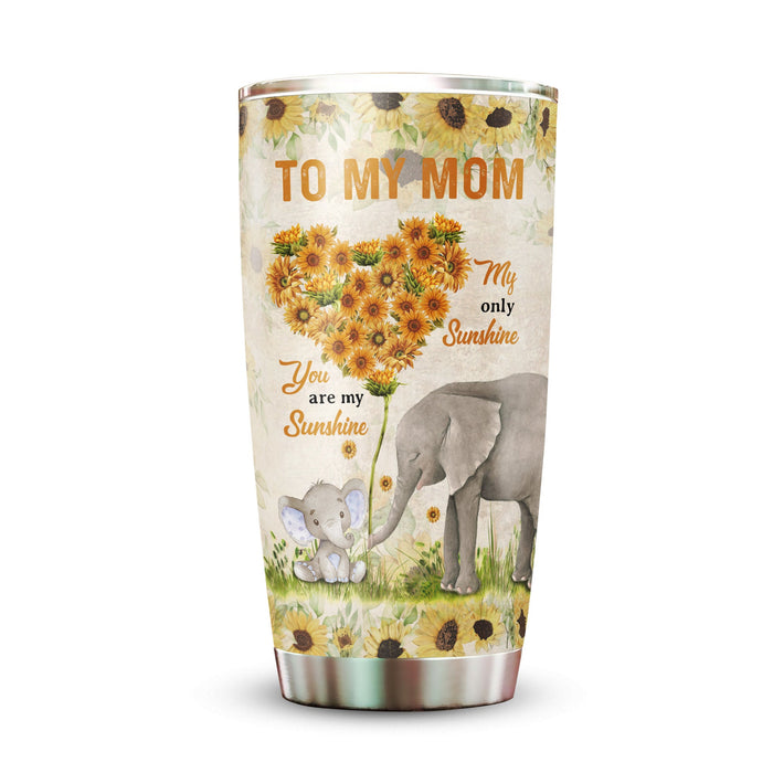 Personalized Tumbler To Mommy Elephant Sunflowers You Helped Me Unique Gifts For Mom Custom Name Travel Cup For Birthday