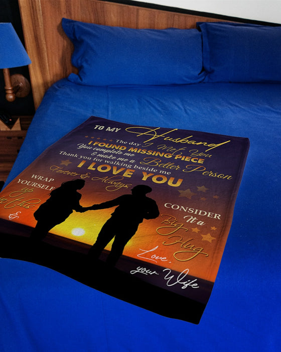 Personalized Blanket To My Husband From Wife The Day I Met You Couple Under The Sunset Printed Custom Name