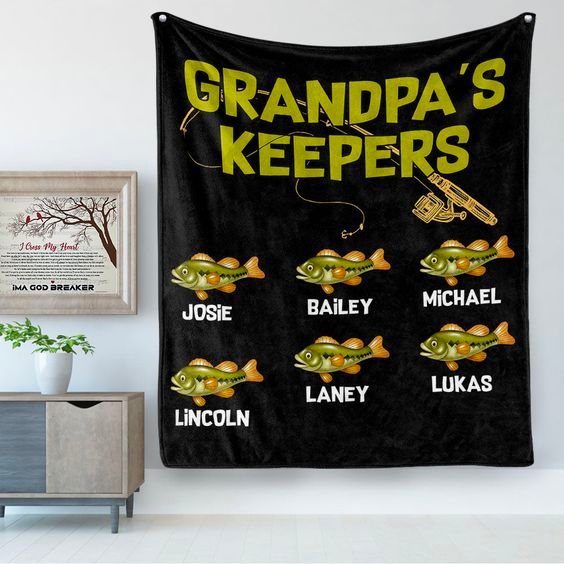 Personalized Blanket Gifts For Grandparents From Grandchild Keepers Fishing Lover Reel Cool Custom Name For Christmas