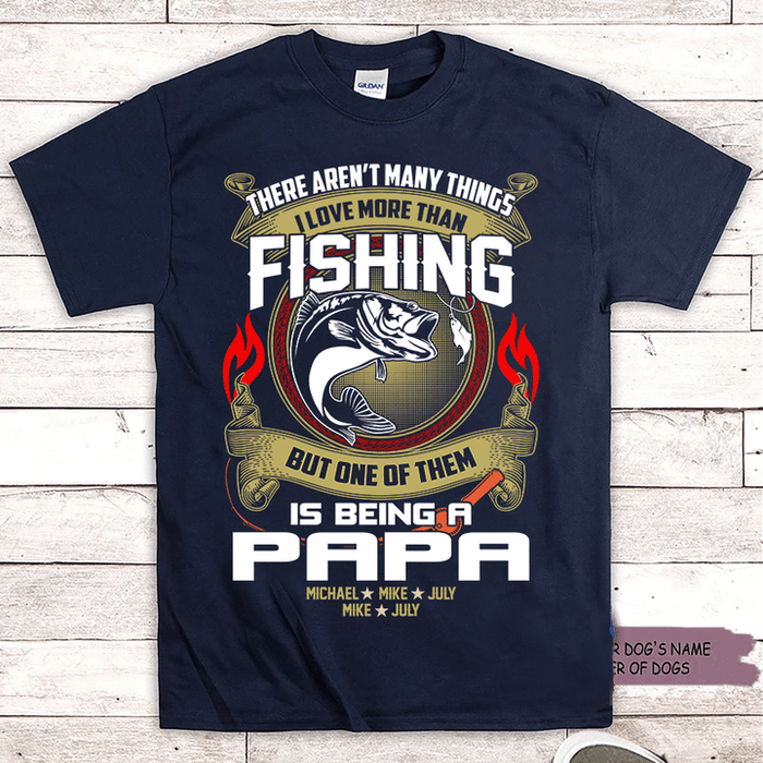 Personalized T-Shirt For Fishing Lovers To My Grandpa Vintage Design Fish Print Custom Name Father's Day Shirt