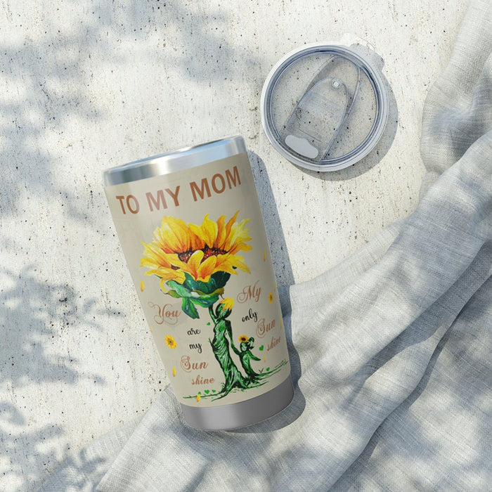 Personalized Tumbler To Mommy Sunflower You're The World Unique Gifts For Mom Custom Name Travel Cup For Birthday