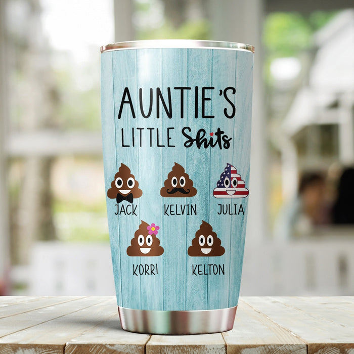 Personalized Tumbler Gifts For Aunt From Niece Nephew Funny Little Shits Cute Turds Icon Custom Name Travel Cup 20oz