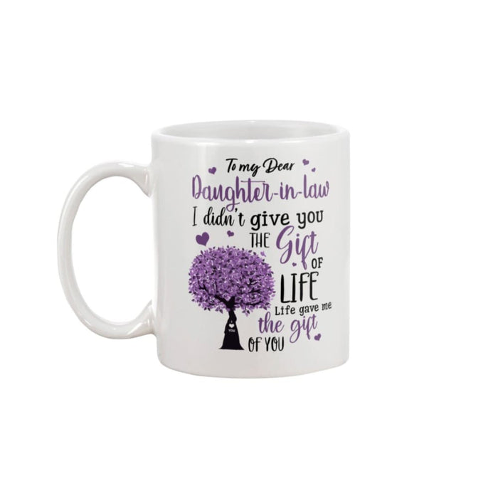 Personalized Coffee Mug Gifts For Daughter In Law Purple Tree Meaningful Sayings Custom Name White Cup For Christmas