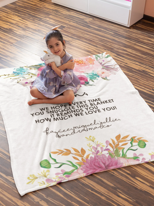 Personalized Blanket For Mom We Hope Every Time You Snuggle This Blanket Colorful Flower Blanket Custom Kids Name