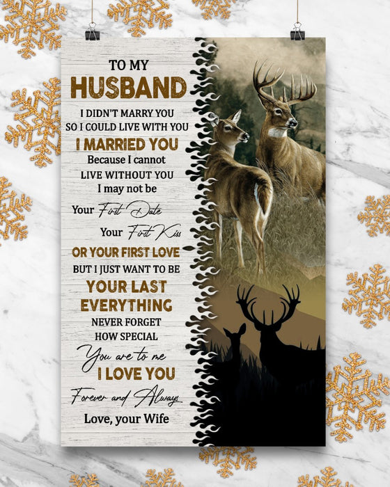 Personalized To My Husband Canvas Wall Art From Wife Hunting Deer Couple Vintage Romantic Saying Custom Name Poster