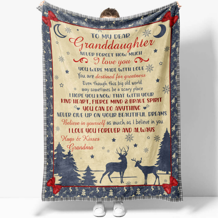 Personalized Vintage Xmasfleece Blanket To My Daudaughter From Grandma Funny Deer Sherpa Blanket Customized Name