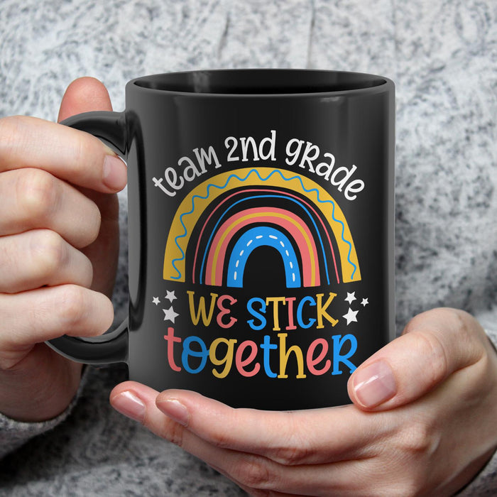 Personalized Ceramic Coffee Mug For Teachers Colorful Rainbow Design Custom Name 11 15oz Back To School Cup