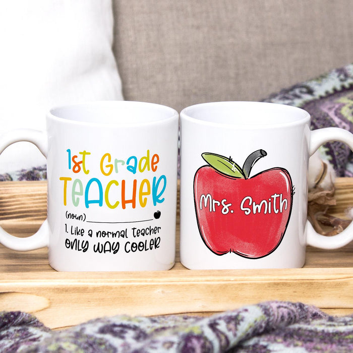 Personalized Ceramic Coffee Mug First Grade Teacher Definition Custom Name & Grade Level 11 15oz Back To School Cup