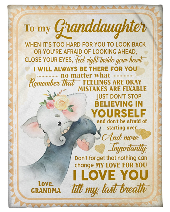 Personalized To My Granddaughter Blanket From Grandparents Always Be There For You Cute Elephant Baby  Custom Name