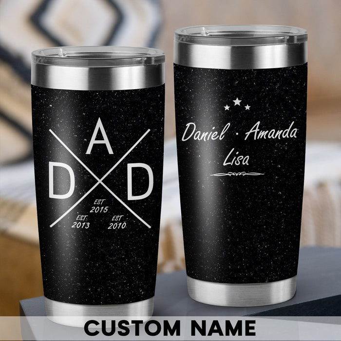 Personalized To My Daddy Tumbler From Son Daughter Black Sky Star Cross Custom Name 20oz Travel Cup Gifts For Birthday