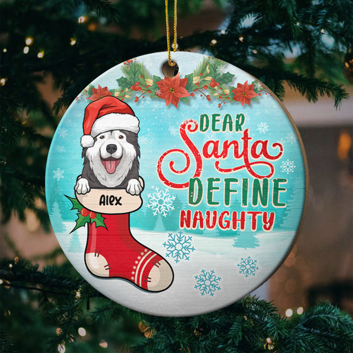 Personalized Ornament For Dog Lovers Santa Define Naughty Stocking Snowflakes Custom Name Tree Hanging Christmas Gifts