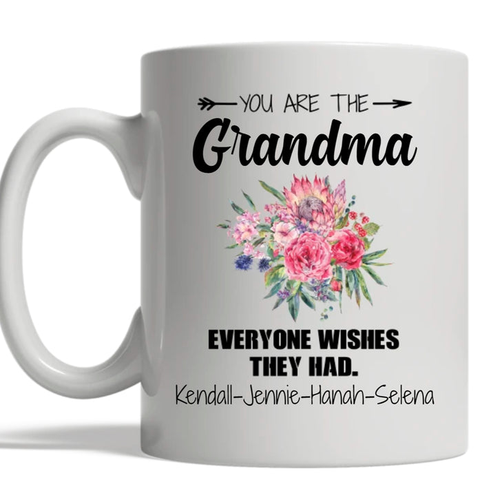 Personalized Coffee Mug For Grandma Gifts For Mothers Day Mug Print Floral Mug Customized Multi Kids Names Mug Gifts For Mothers Day 11Oz 15Oz Ceramic Coffee Mug