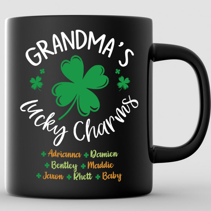 Personalized Coffee Mug For Grandma Gifts St Patrick's Day For Grandma Customized Multi Kids Names Mug Gifts For Mothers Day 11Oz 15Oz Ceramic Coffee Mug