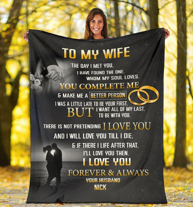 Personalized To My Wife Blanket From Husband I Love You Forever & Always Couple & Rings Printed Custom Name