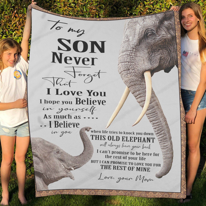 Personalized To My Son Fleece Sherpa Blanket From Mom This Old Elephant Will Always Have Your Back Elephant Family