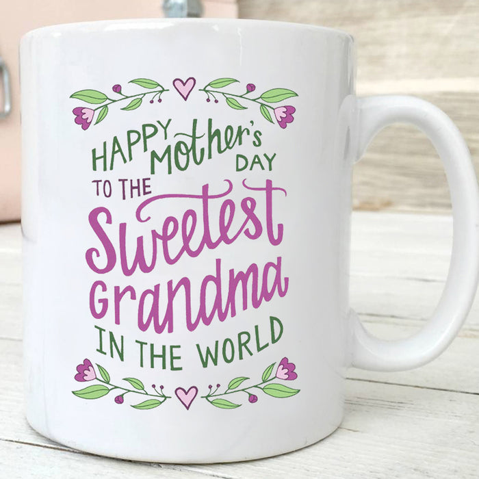 Grandma Coffee Mug Gifts For Grandma From Grandkids Mug Funny Quotes Sweetest Grandma In The World Gifts For Mothers Day 11Oz 15Oz Ceramic Coffee Mug