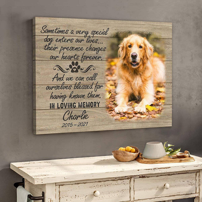 Personalized Memorial Canvas Wall Art For Loss Of Pet Sometimes A Very Special Dog Enters Our Lives Custom Name & Photo