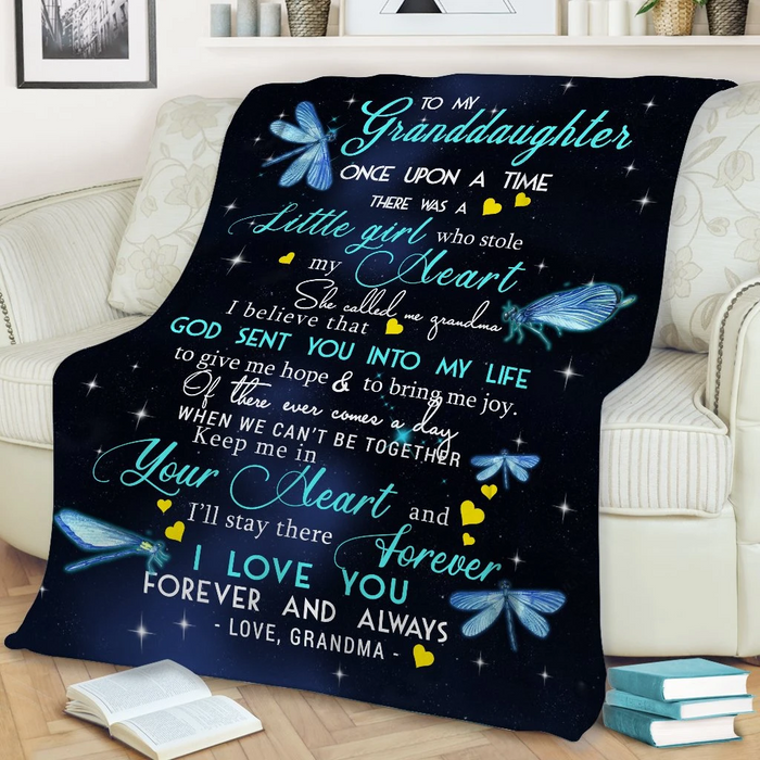 Personalized Dragonfly Blanket To My Granddaughter From Grandma I Love You Forever And Always Fleece Blanke Custom Name
