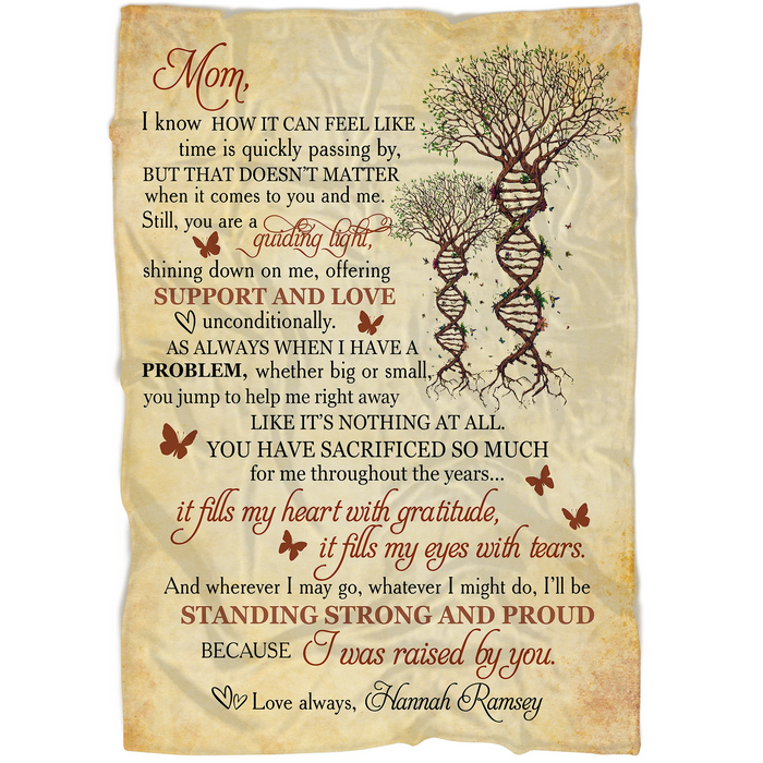 Personalized Vintage Fleece Sherpa Blanket To My Mom From Daughter I Will Be Standing Strong And Proud DNA Tree Printed