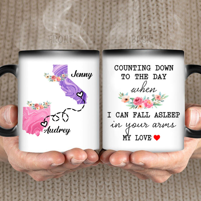 Personalized Coffee Mug For Couples I Can Fall Asleep In Your Arms Floral Custom Name White Cup Long Distance Gifts