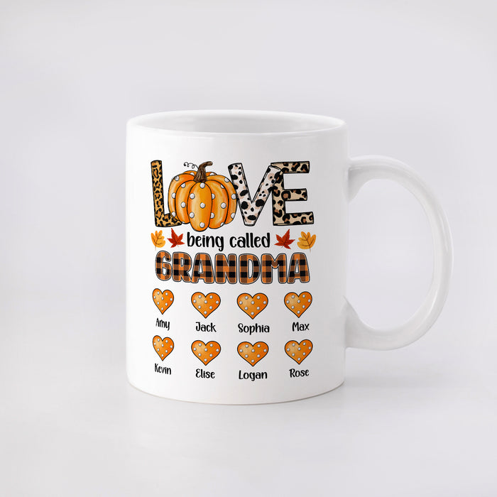 Personalized Ceramic Coffee Mug For Grandma Love Being Called Pumpkin Print Custom Grandkids Name 11 15oz Autumn Cup