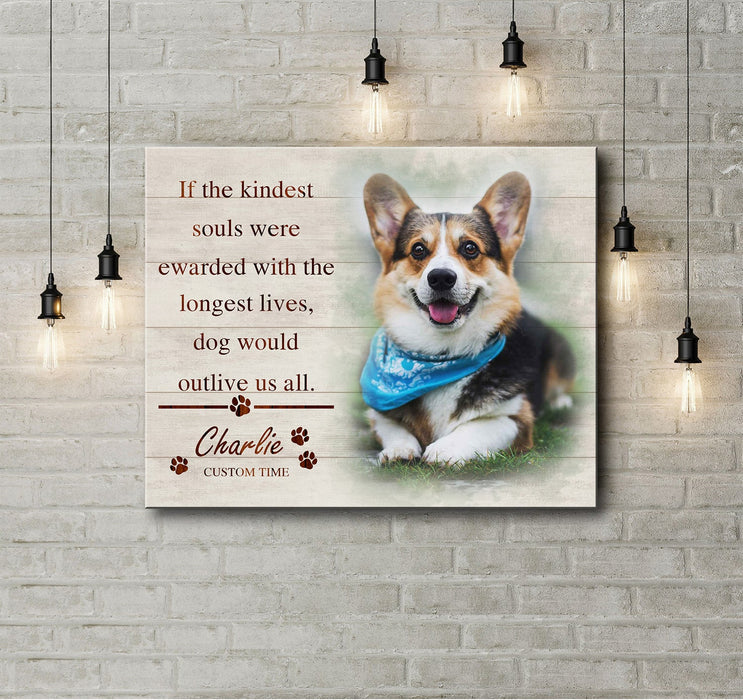 Personalized Memorial Canvas Wall Art For Loss Of Pet If The Kindest Souls Were Awarded Paw Prints Custom Name & Photo