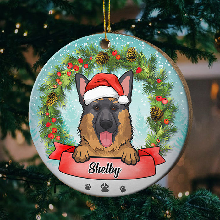 Personalized Ornament For Dog Lovers Funny Wreath Holly Paws Printed Custom Name Tree Hanging Gifts For Christmas