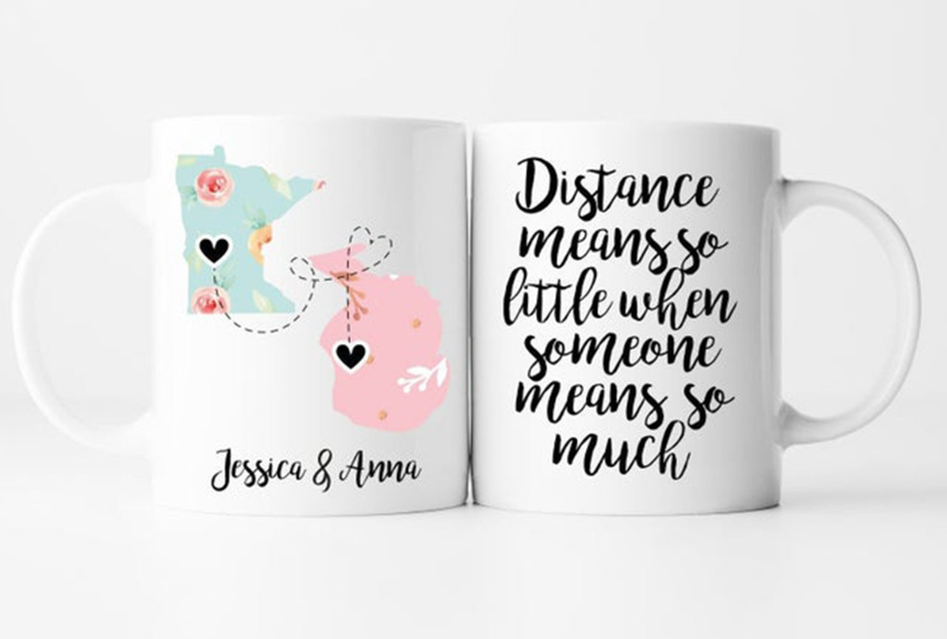 Personalized Coffee Mug For Family Friend Distance Means So Little Going Away Custom Name White Cup Long Distance Gifts