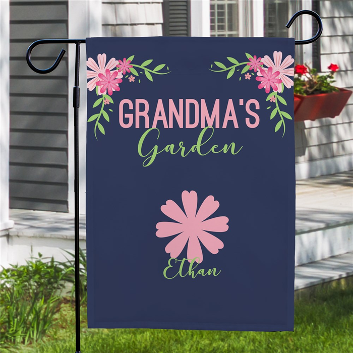 Personalized Garden Flag For Grandma Flowers Floral Nana's Garden Custom Grandkids Name Welcome Flag Gifts For Birthday
