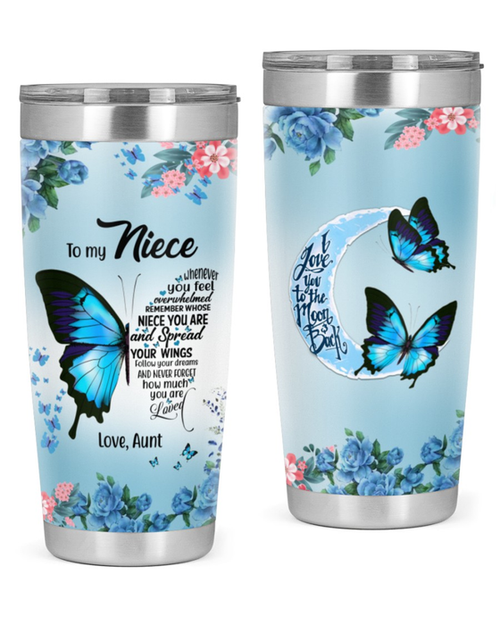 Personalized To My Niece Tumbler From Aunt Uncle Butterflies Wordart Spread Your Wings Custom Name Travel Cup Gifts For Birthday
