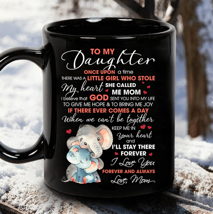Personalized To My Daughter Coffee Mug God Sent You Into My Life Elephant Custom Name Black Cup Gifts For Birthday