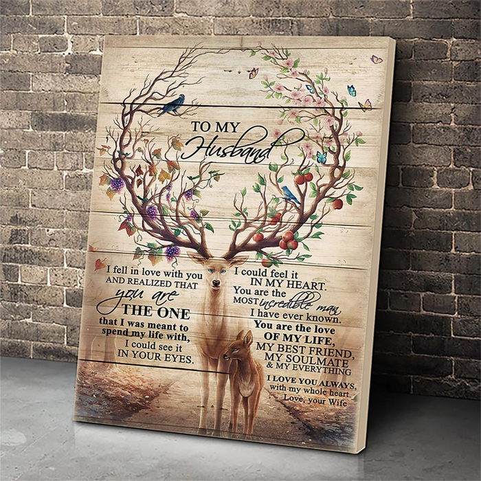 Personalized To My Husband Canvas Wall Art From Wife Deer Couple I Fell In Love With You Custom Name Poster Prints