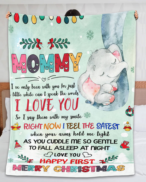 Personalized Blanket For New Mom From Baby When Your Arms Hold Me Tight Elephant Custom Name Gifts For First Christmas