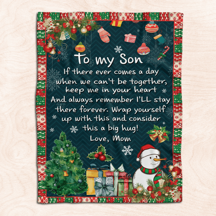 Personalized To My Son Blanket From Daddy Mommy Snowman Snowflakes Wrap Yourself Up Custom Name Gifts For Christmas