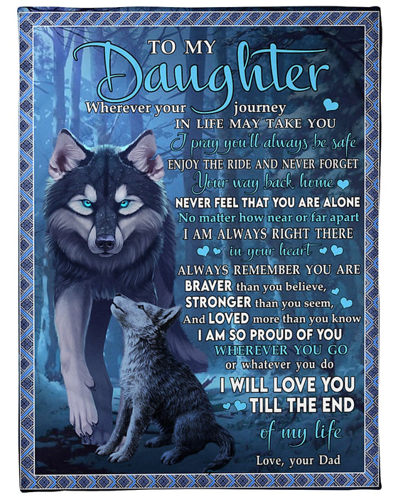 Personalized To My Daughter Blanket From Mom Dad Wolf Love You Till The End Custom Name Gifts For Christmas